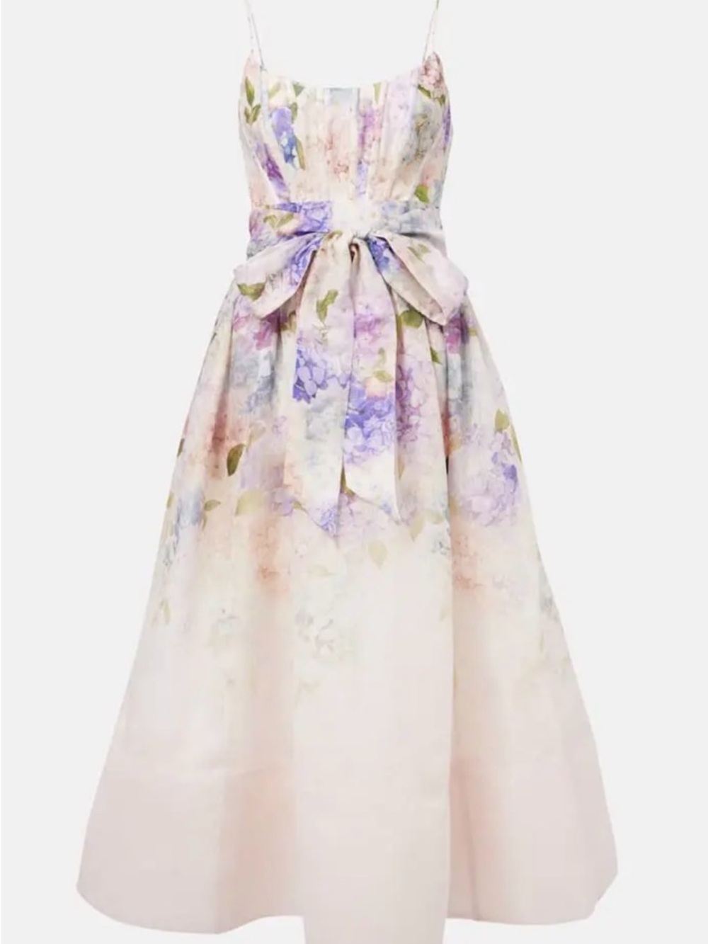 Zimmermann Pastel Floral Backless Midi Dress in Pink and Lavender linen size 2 - Picture 6 of 10